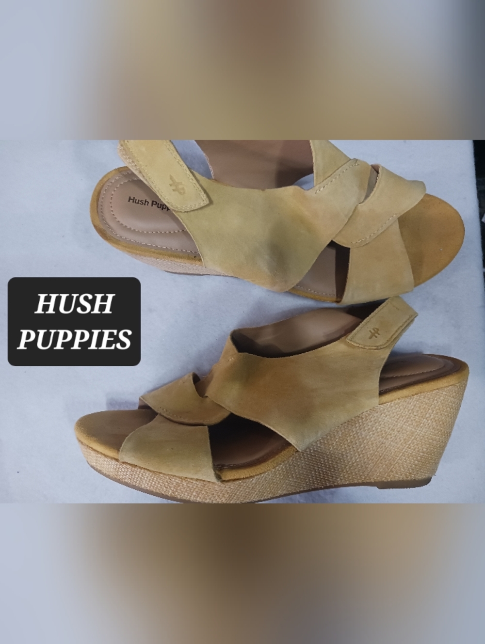 HUSH PUPPIES LEATHER WEDGES Womens Size 11 Style GRIFFON